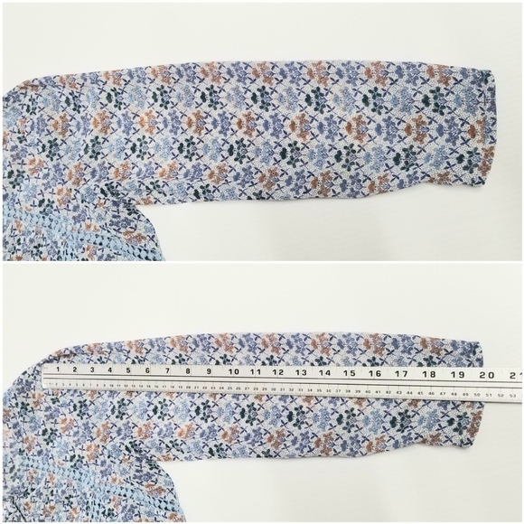 Anthropologie Holding Horses Blue Size 0 Floral Boho 3/4 Sleeve Short Dress - Picture 9 of 12